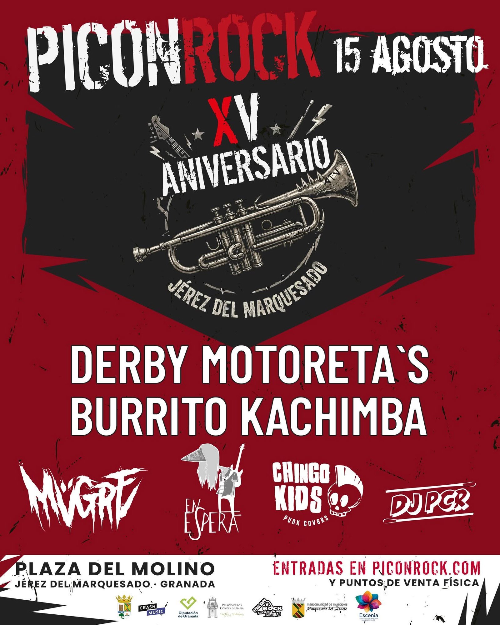 Cartel oficial de Picón Rock XV Aniversario, 15 de agosto