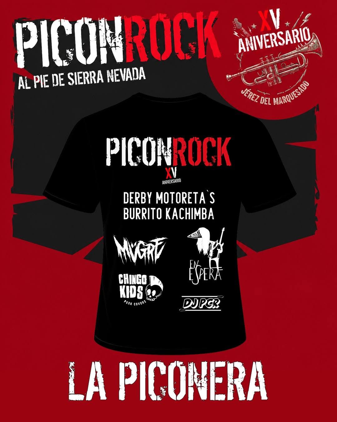 Parte trasera de la camiseta oficial Picón Rock