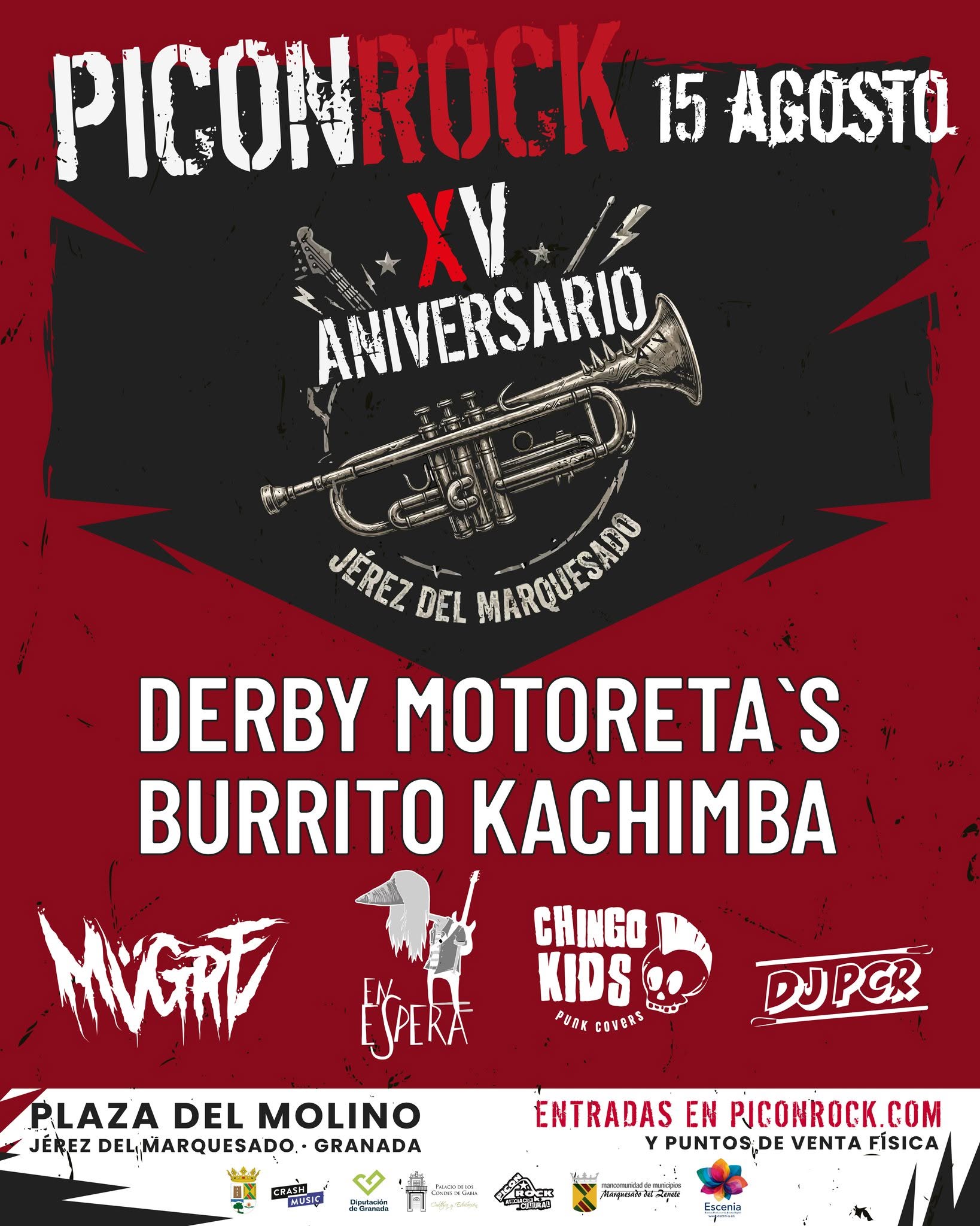 Cartel oficial de Picón Rock XV Aniversario, 15 de agosto